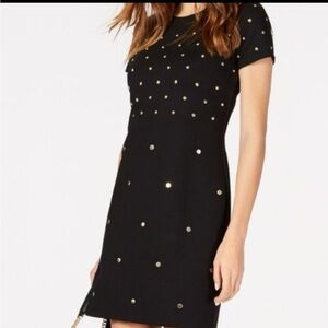 Michael Kors Black Mini Dress with Gold Accents